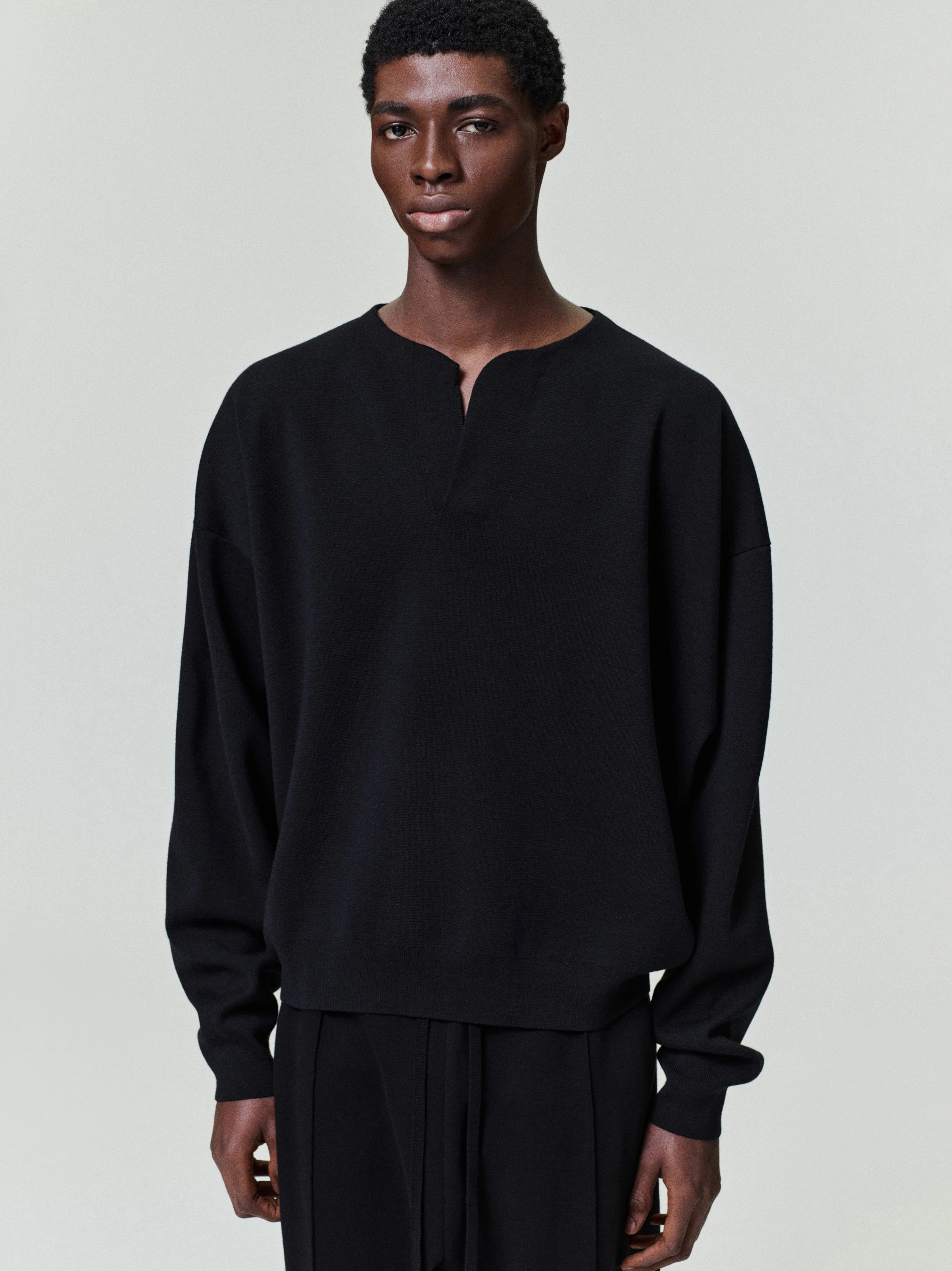 Merino Milano Knit Henley Sweater