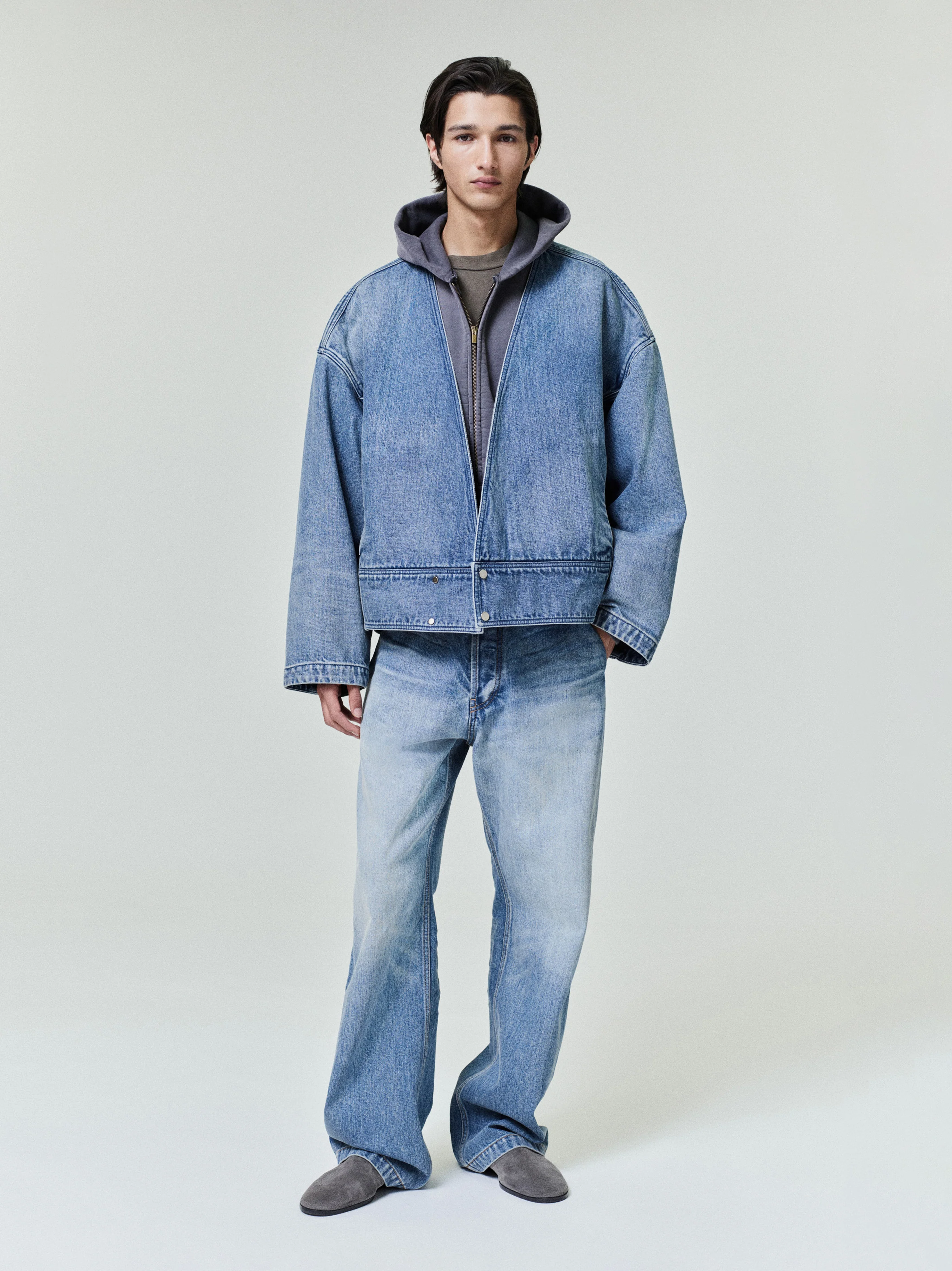 Denim Lapelless Jacket